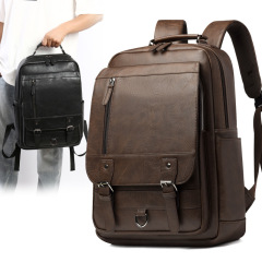 PUレザー製パソコンバッグ、メンズ高級感デイリーカジュアルビジネスリュック、大学生向けスクールバッグ、バックパック