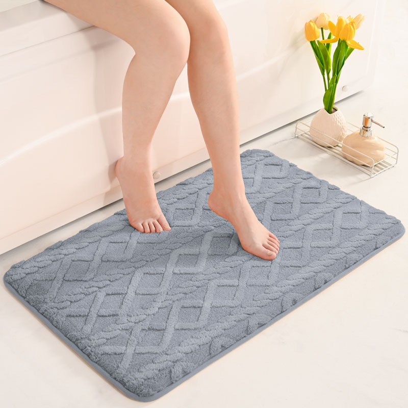 Alfombrilla para puerta de entrada transfronteriza Shumian terciopelo de algodón de color sólido jacquard baño alfombrilla antideslizante para baño doméstico