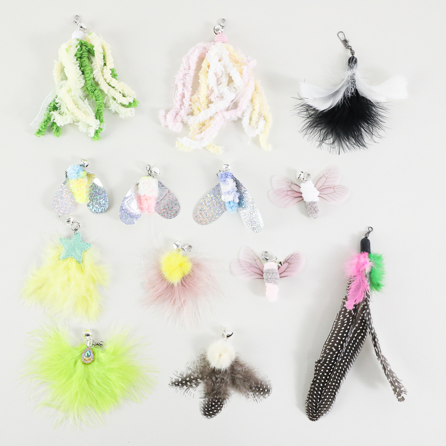 Perla pluma divertido gato palo cabeza de reemplazo al por mayor hecho a mano DIY gato juguete gato interactivo divertido gato palo varilla Accesorios