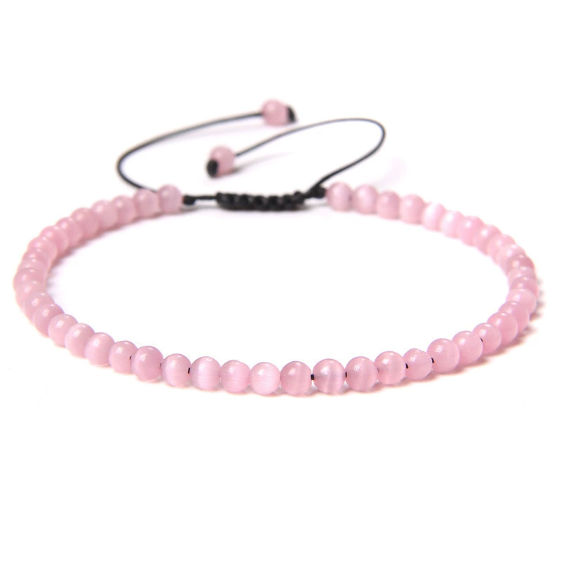 Органический текстильный регулируемый натуральный минерал, бисер bracelet для йоги ручной работы, украшение, аксессуар, (跨境贸易), 4 мм, с камнем