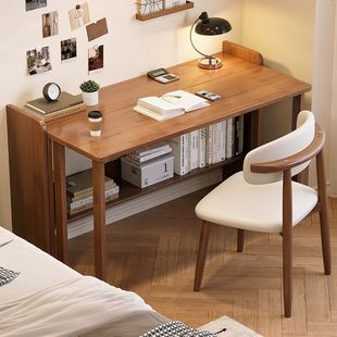 Solid Wood Folding Desk Retractable Computer Desk Student Home Study Table and Chair Small Apartment Bedroom Simple Desk
