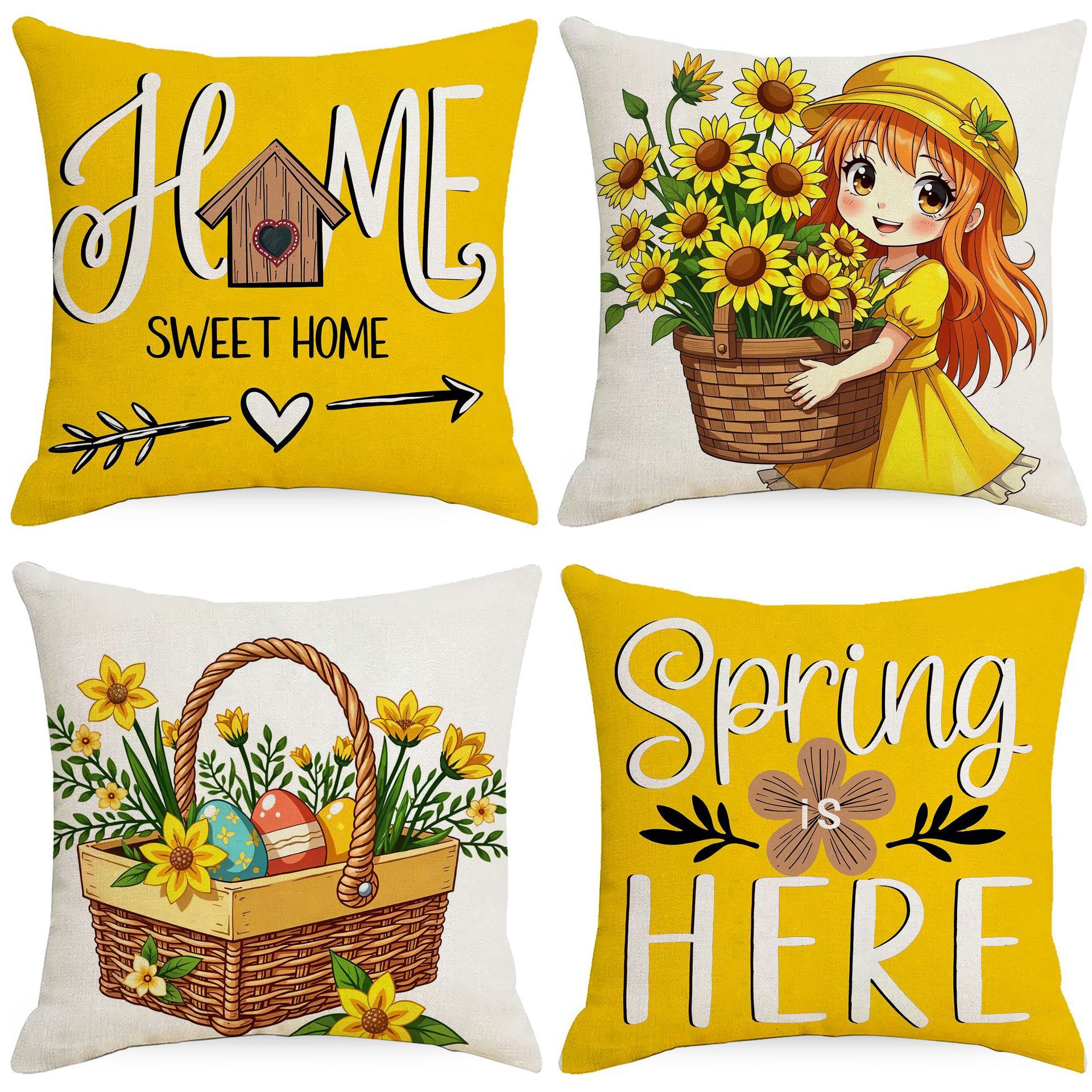 Cross-Border Amazon Best-Selling Summer Sunflower Sunflower Pillow Cover Cushion Cover Home Decoration Sofa Pillow Cover