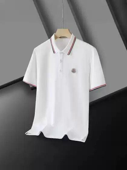 European and American summer men's polo shirt made of pure cotton, with K-mouth polo stripes and a short sleeved collar. New T-shirt for casual and business use