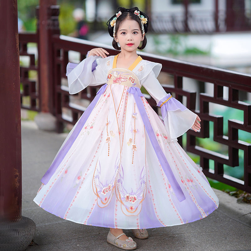 儿童国风汉服裙子春季2024新款公主裙女童超仙古风唐装连衣裙春装