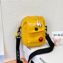 韩版ins帆布斜挎包新款2025流行潮百搭儿童斜挎包清新帆布单肩包