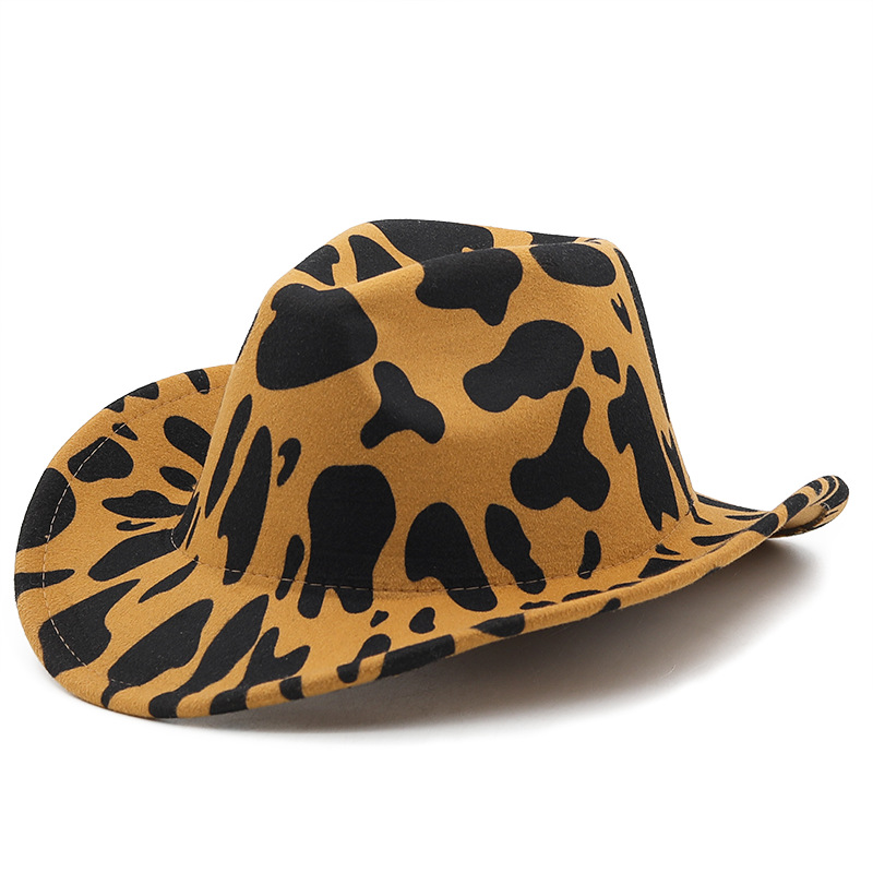 Khaki, White, Red, Green, Camel Color Fashion Thickened Fabric Double-sided Contrast Color Hat Rolled Brim Cowboy Felt Hat