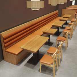 奶茶店桌椅组合甜品店咖啡厅主题餐厅面馆餐饮小吃店靠墙沙发卡座
