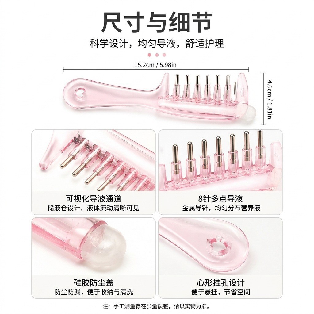 Crystal Scalp Massage Comb Portable Meridian Head Therapy Roller Comb for Essential Oil Care in use