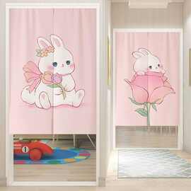 可爱动物装饰门帘隔断帘家用免打孔卧室卫生间遮挡帘厨房半帘短帘