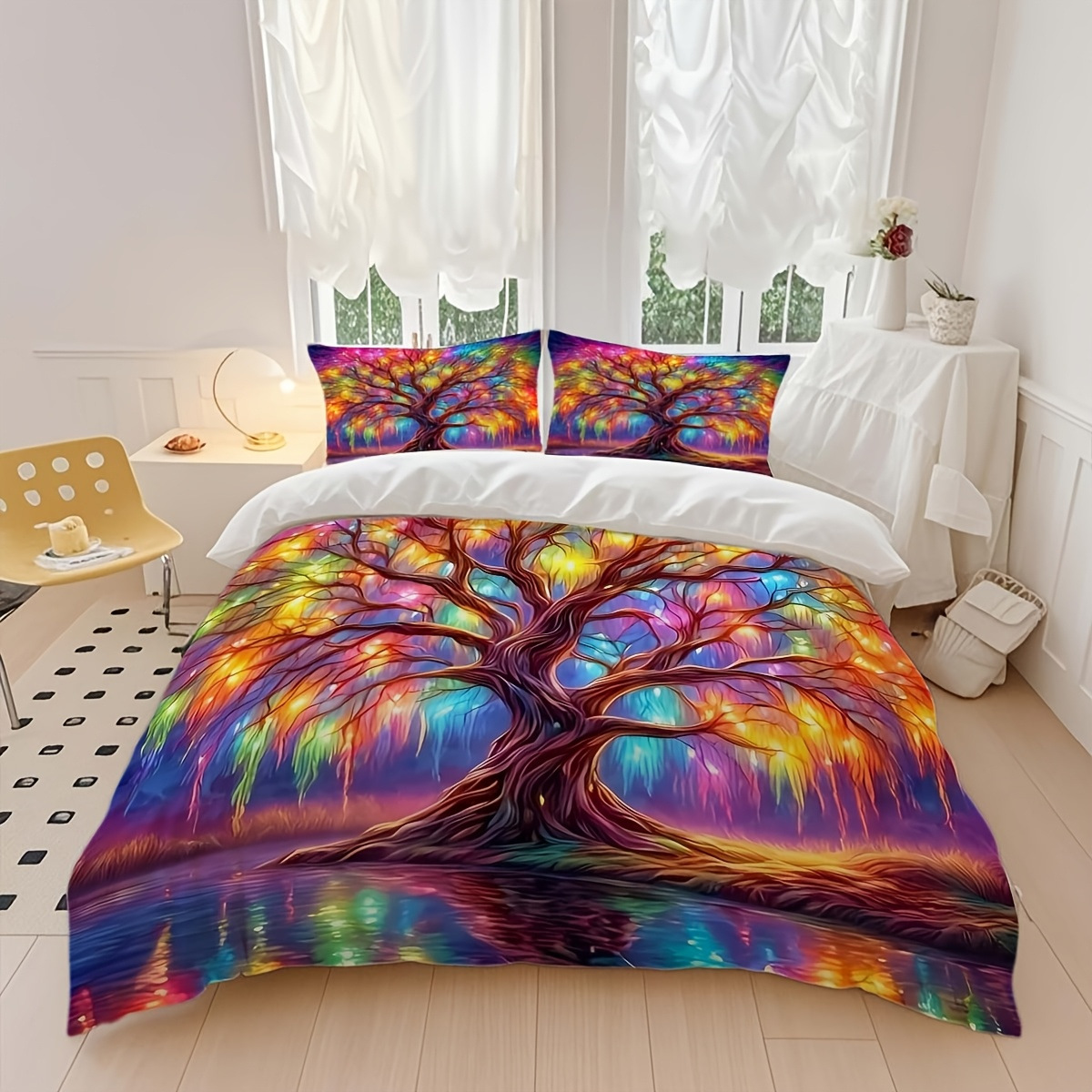 Transfronterizo luminoso árbol de vida molienda impresión digital kit de edredón textil para dibujar se puede ajustar TUME / JIT