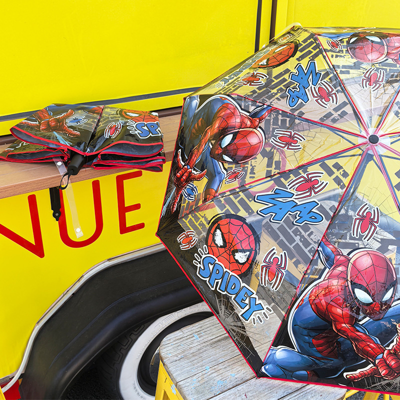 Fully Automatic Spider-Man Boy 70% off Ultra-Light Portable Umbrella Thickened Student Anime Children's Transparent Folding Umbrella
