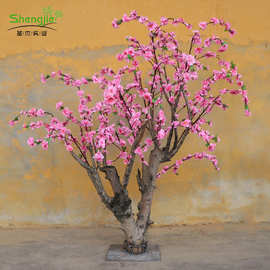 批发仿真桃花树假桃树真木桃花树客厅室内商场婚庆展会装饰仿真树
