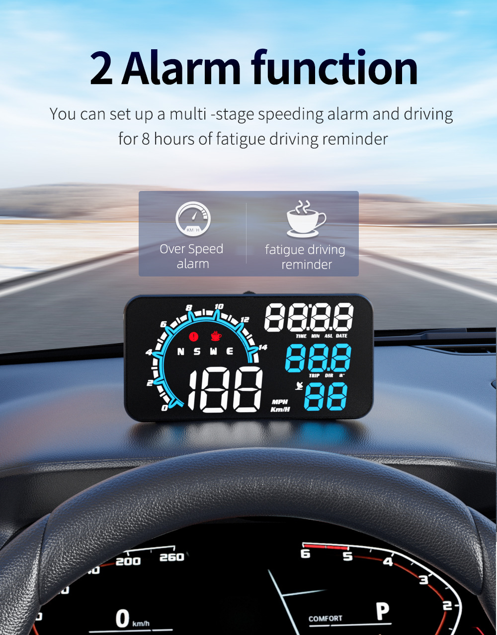 Cross-border high-definition digital display car monitor GPS universal car projector manufacturer in-stock HUD head-up display