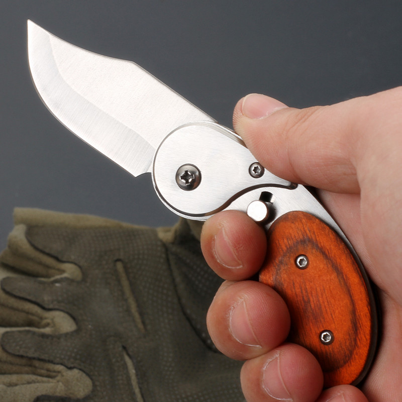 多功能随身钥匙扣小刀彩木柄折叠刀挂件开瓶器应急EDC工具拆快递