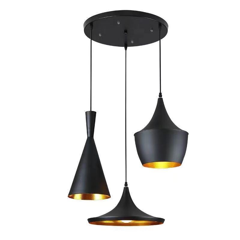 Instrumento musical creativo simple lámpara de tres cabezas nórdico arte retro café lámpara de bar restaurante occidental lámpara de una sola cabeza pequeña lámpara