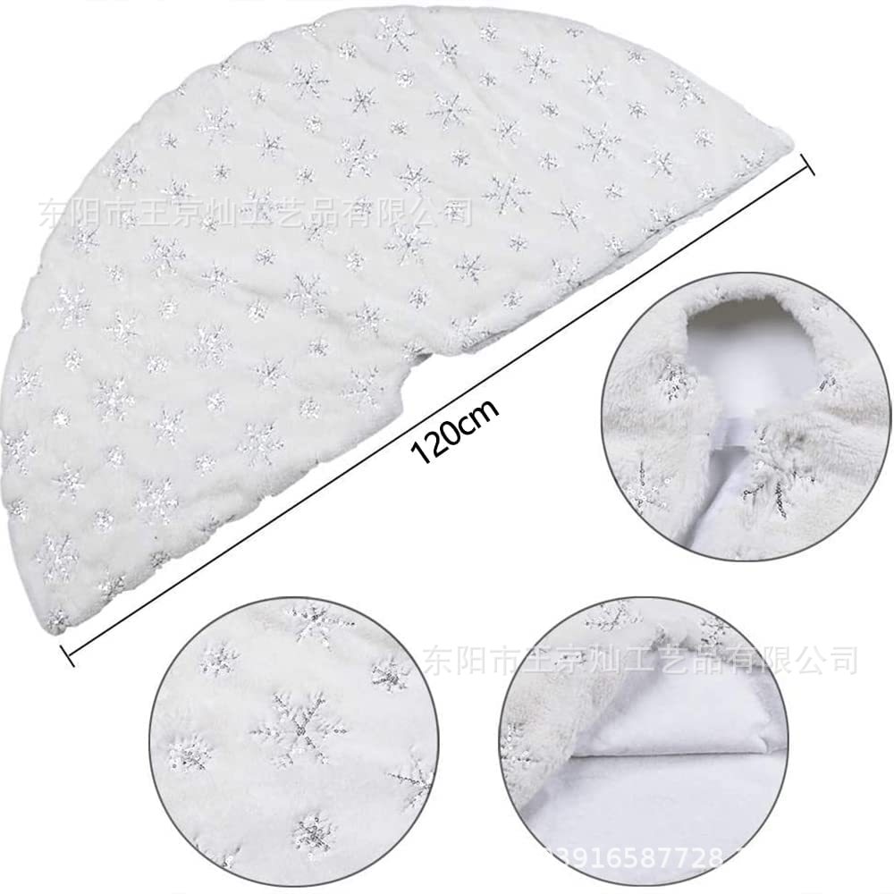 跨境新品热卖白色毛绒雪花亮片树裙 圣诞树树裙 节日圣诞树装饰品