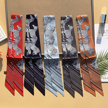 欧美范文艺细长条窄丝巾女围巾装饰小领巾腰带发带绑包丝带飘带女