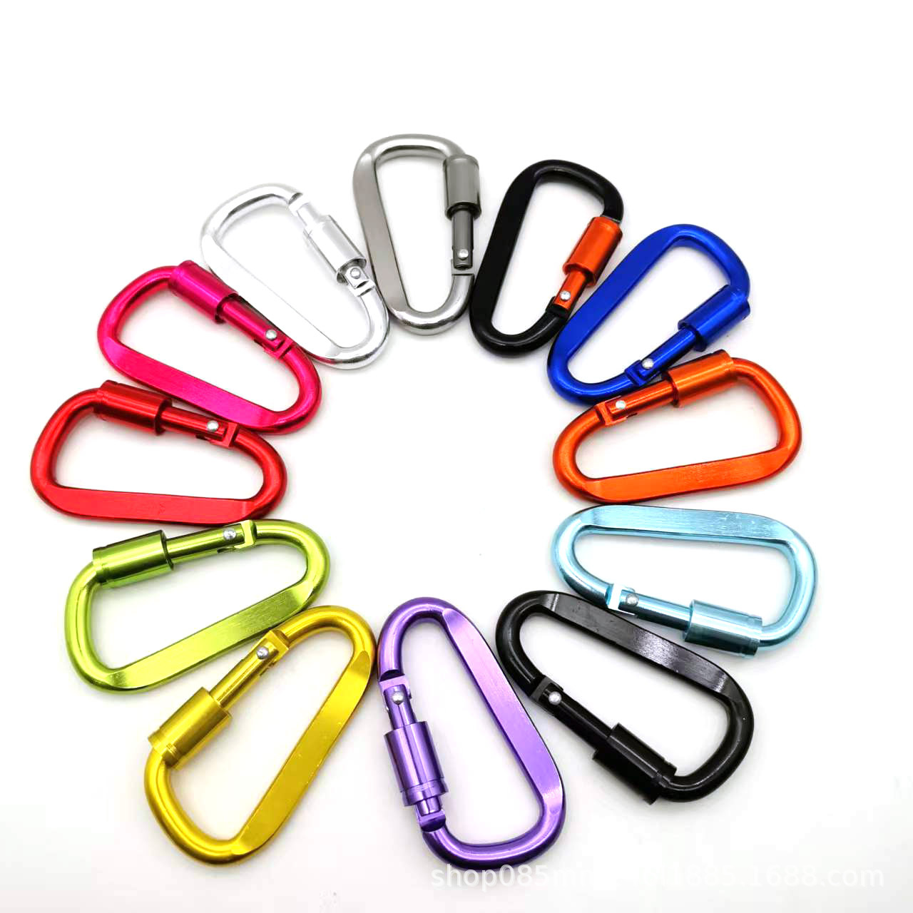 In-Stock 6cm D-Shaped Flat Black Carabiner with Lock, Quick-Release Screw Nut Buckle, Aluminum Alloy Backpack Hook