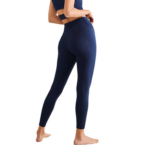 European and American high-waisted hip-raising and abdominal-tightening yoga pants, sexy women's nude-feeling fabric fitness pants for sports and wearable outside wholesale
