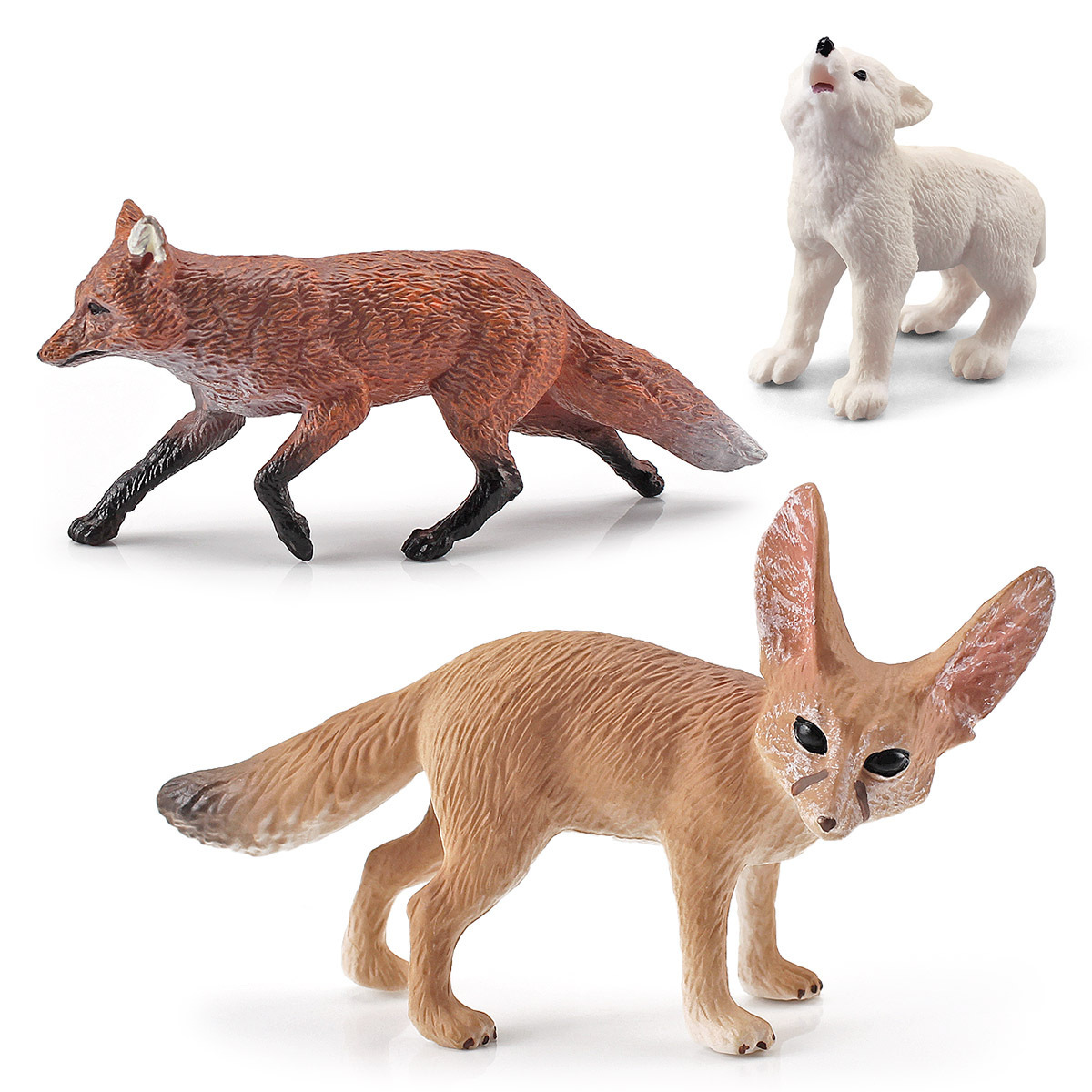 Simulación bosque modelo animal aurícula estática zorro blanco joven Lobo Cerda decoración de escritorio juguetes cognitivos exportación transfronteriza