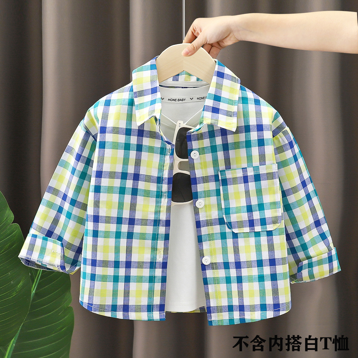 Camisa para niños para hombre 2025 nueva camisa a cuadros de algodón de estilo occidental para bebés primavera y otoño Cárdigan de solapa de moda para niños