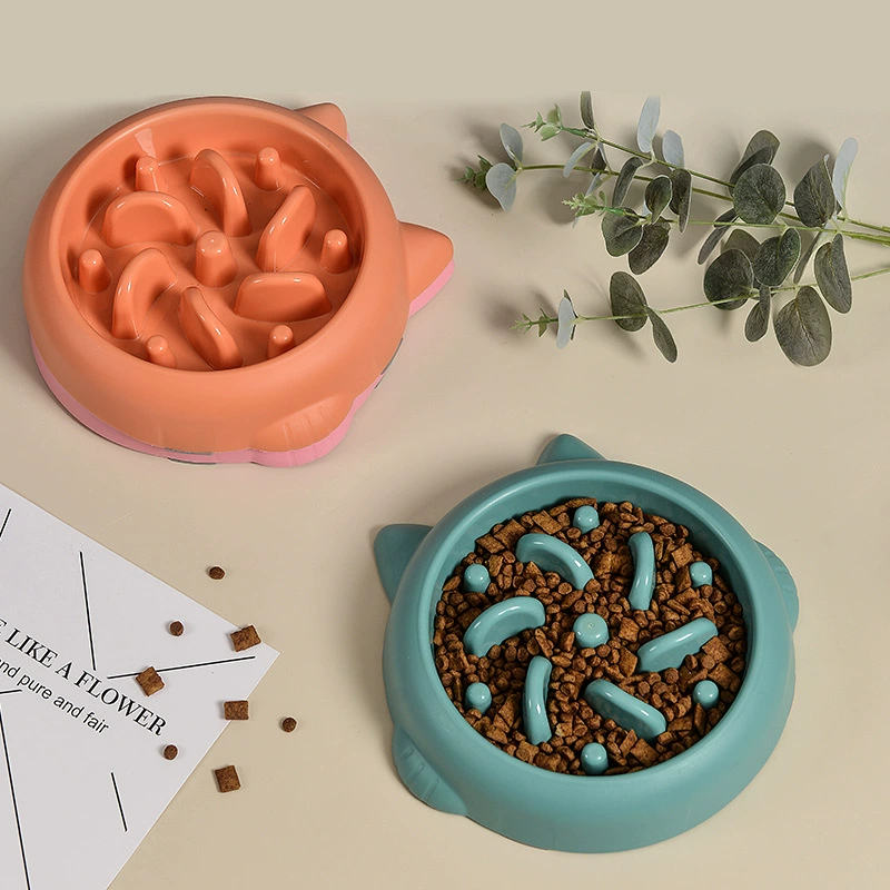 Медленная еда для домашних животных Чаша Пластиковая утолщенная Анти-удушье Чаша для корма для домашних животных для кошек и собак Медленная еда Антидетонационная посуда для корма для домашних животных