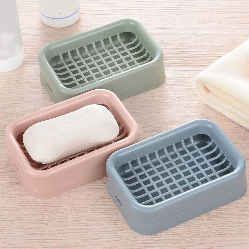 Check Double Layer Soap Box Toilet Bathroom Drain Mesh Plastic Soap Box Portable Travel Soap Box