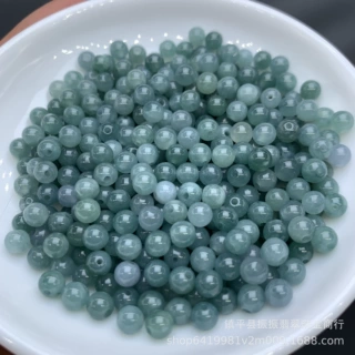 天然翡翠蓝水6mm圆珠批发 diy玉石饰品手链项链散珠配饰隔珠批发