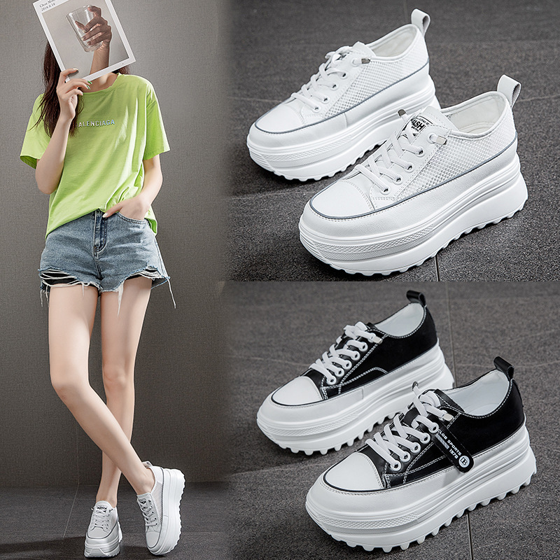 White shoes for women 2022 trendy new summer breathable platform popular mesh shoes all-matching sports casual shoes for women