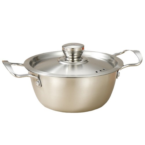 Stainless steel gold-colored Korean-style instant noodle pot with dual ears, thickened for universal stove use, wholesale seafood and lobster dry pot