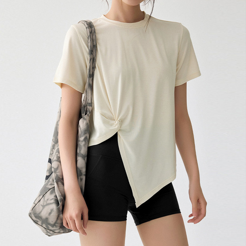 Sports Short-Sleeved Women's Summer Loose Quick-Drying Yoga Clothing Tops Pilates Training Gym T-Shirt Cover-Up Set