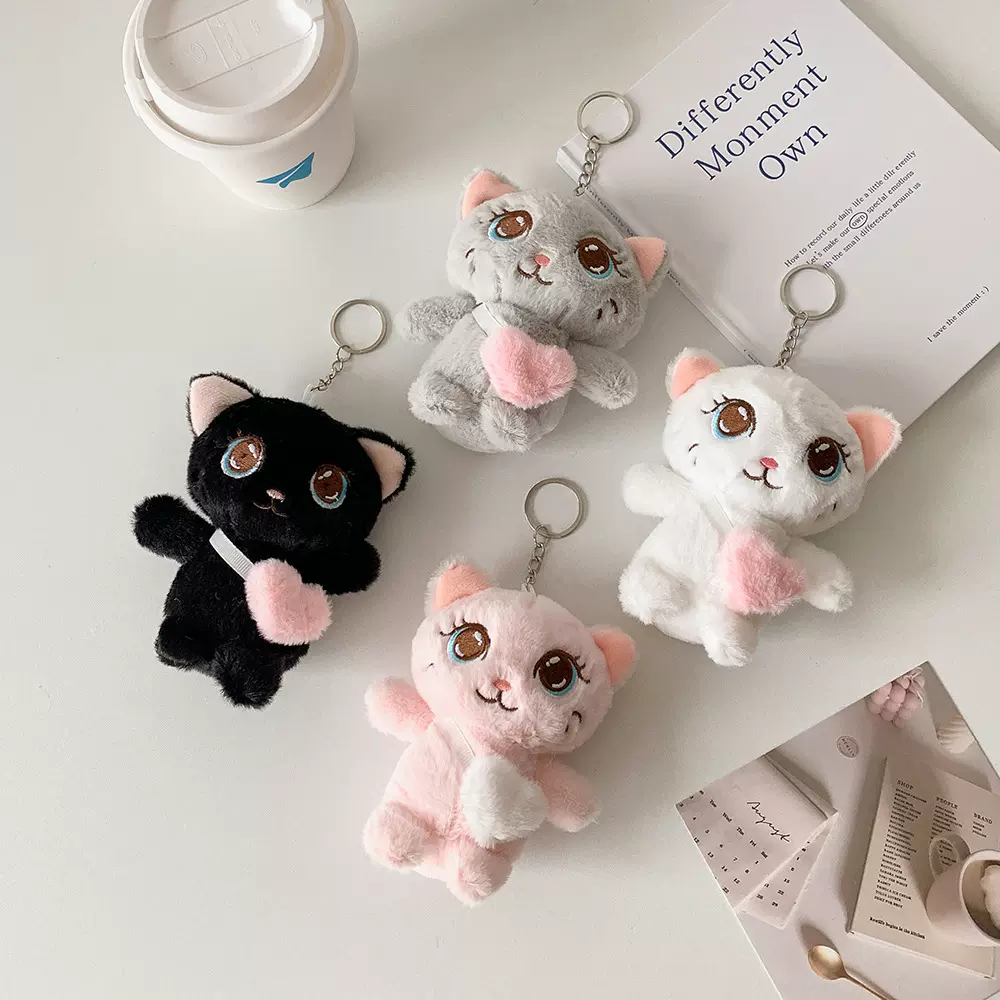 2025新款卡通背包猫咪毛绒公仔挂件学生书包装饰卡通钥匙扣玩偶女