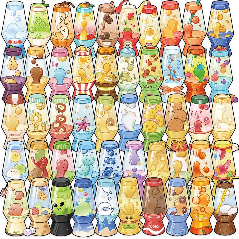 [Original] 50 Lava Lamp Double Transparent Pet Graffiti Stickers DIY Handbook Mobile Phone Case Computer Gift Stickers