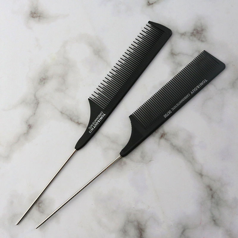Peine de cola puntiaguda de peluquería profesional peine para el cabello con placa para niños corte de pelo antiestático para hombres peine de corte de cabello peine de madera rizada