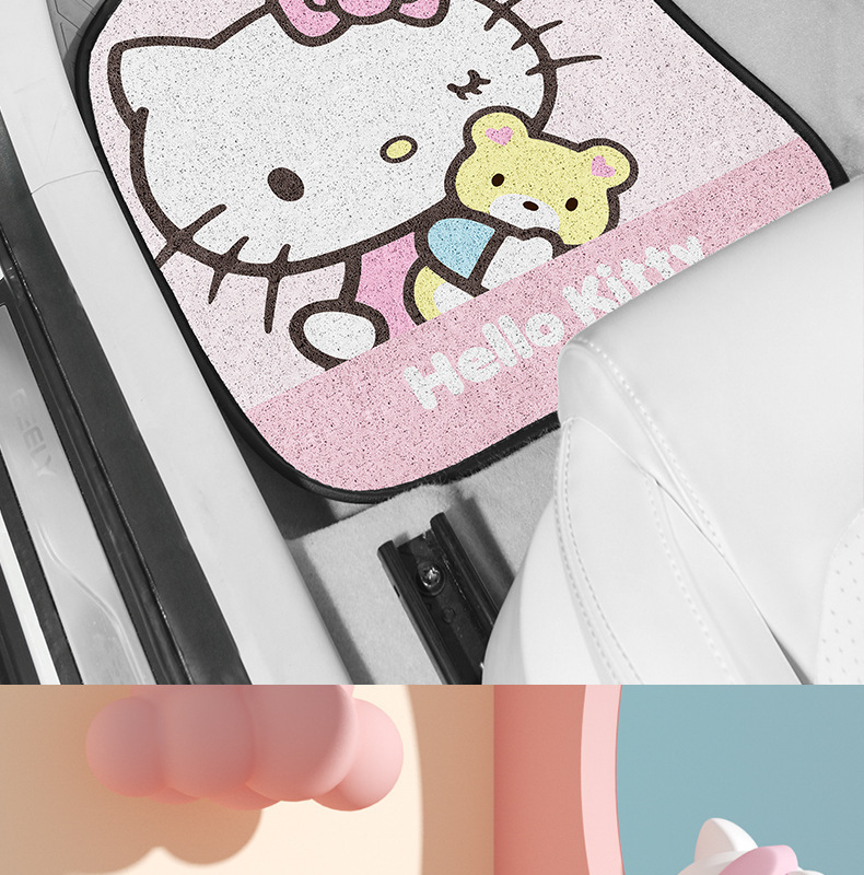 Hellokitty Car Wire Loop Floor Mat for Driver's Seat, Universal, Easy to Clean, Car Interior Carpet Mat, Protective Mat