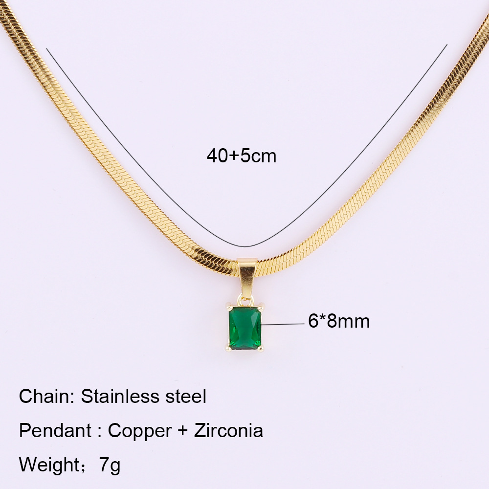 Fashion Square Stainless Steel Plating Inlay Zircon Pendant Necklace 1 Piece display picture 1