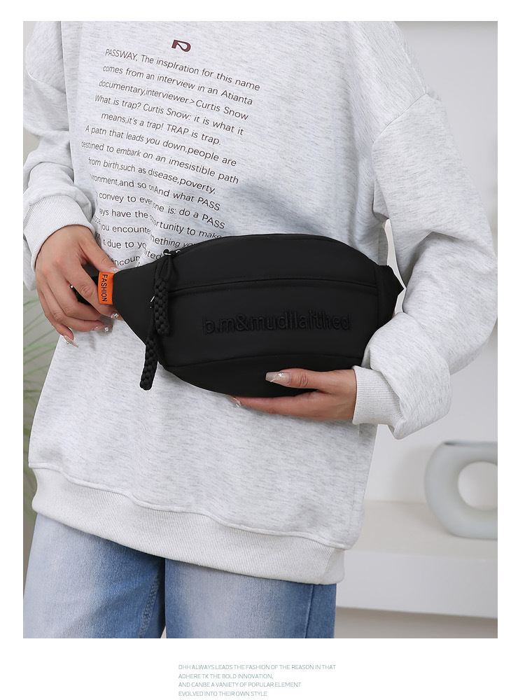 Unisex Oxford Cloth Letter Solid Color Basic Classic Style Dumpling Shape Zipper Fanny Pack display picture 3
