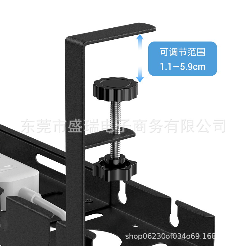 Venta caliente transfronteriza en stock sin perforaciones retráctil ajustable longitud debajo de la Mesa de cable rack socket almacenamiento rack Mesa inferior cesta colgante
