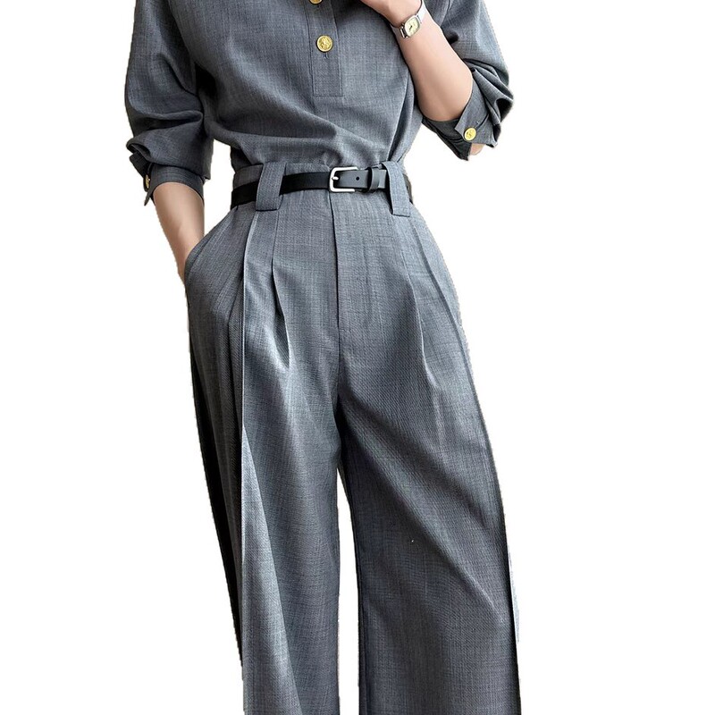 ドレープ高級女性プロフェッショナルフォーマルスーツパンツ春秋ハイウエストカジュアルスリムワイドレッググレースーツパンツ|undefined