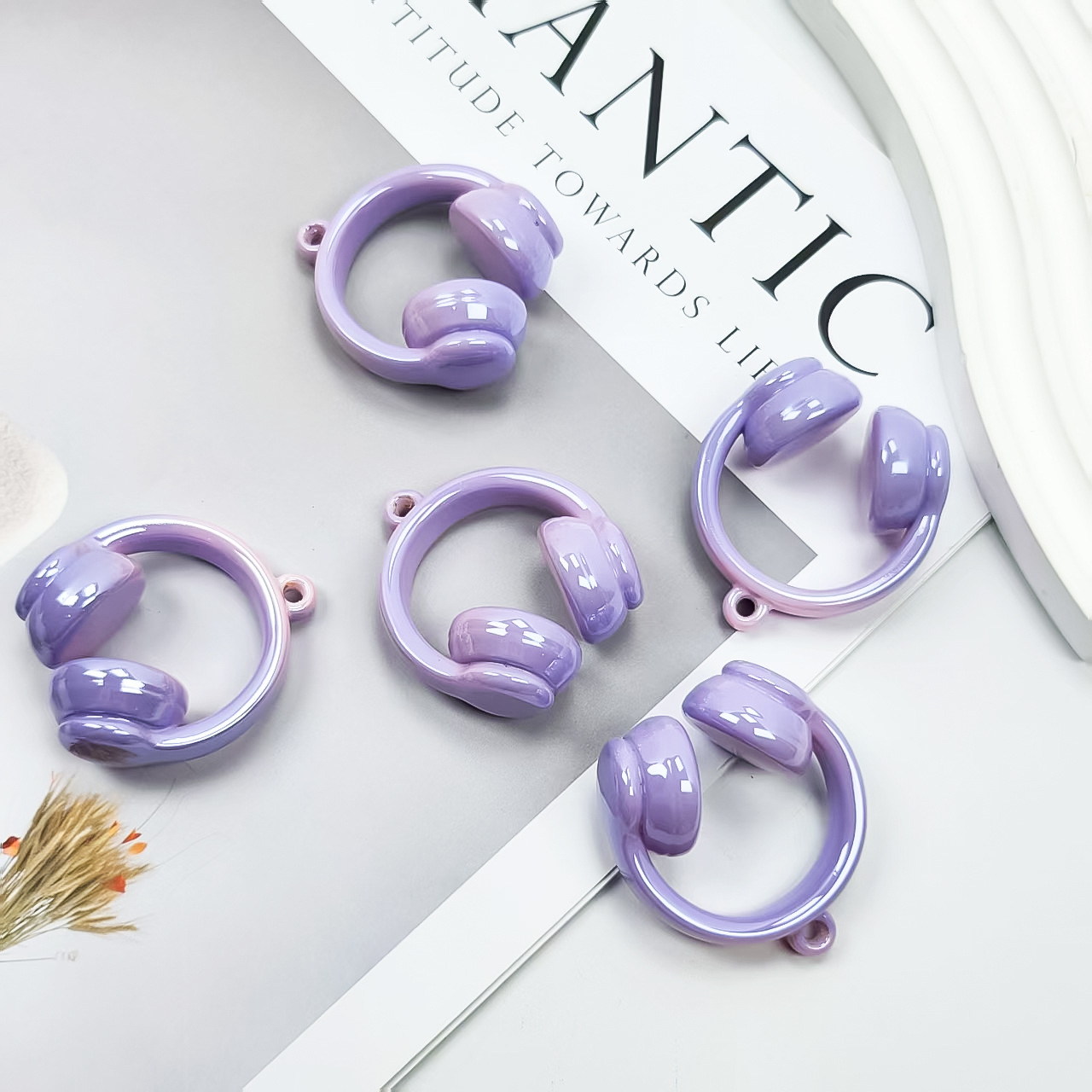 アクリルペイント 2 色グラデーションヘッドフォンビーズぶら下げ穴ビーズ diy 携帯電話チェーンペンダントネックレス素材ジュエリーアクセサリー