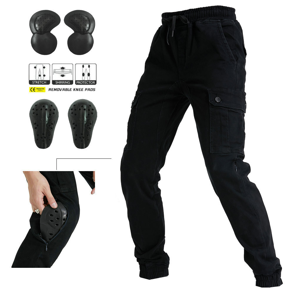 LOONG BIKER motocicleta pantalones de montar pantalones casuales resistentes a la caída de herramientas de la motocicleta multi-Bolsa de tobillo atado equipo de protección mejorada