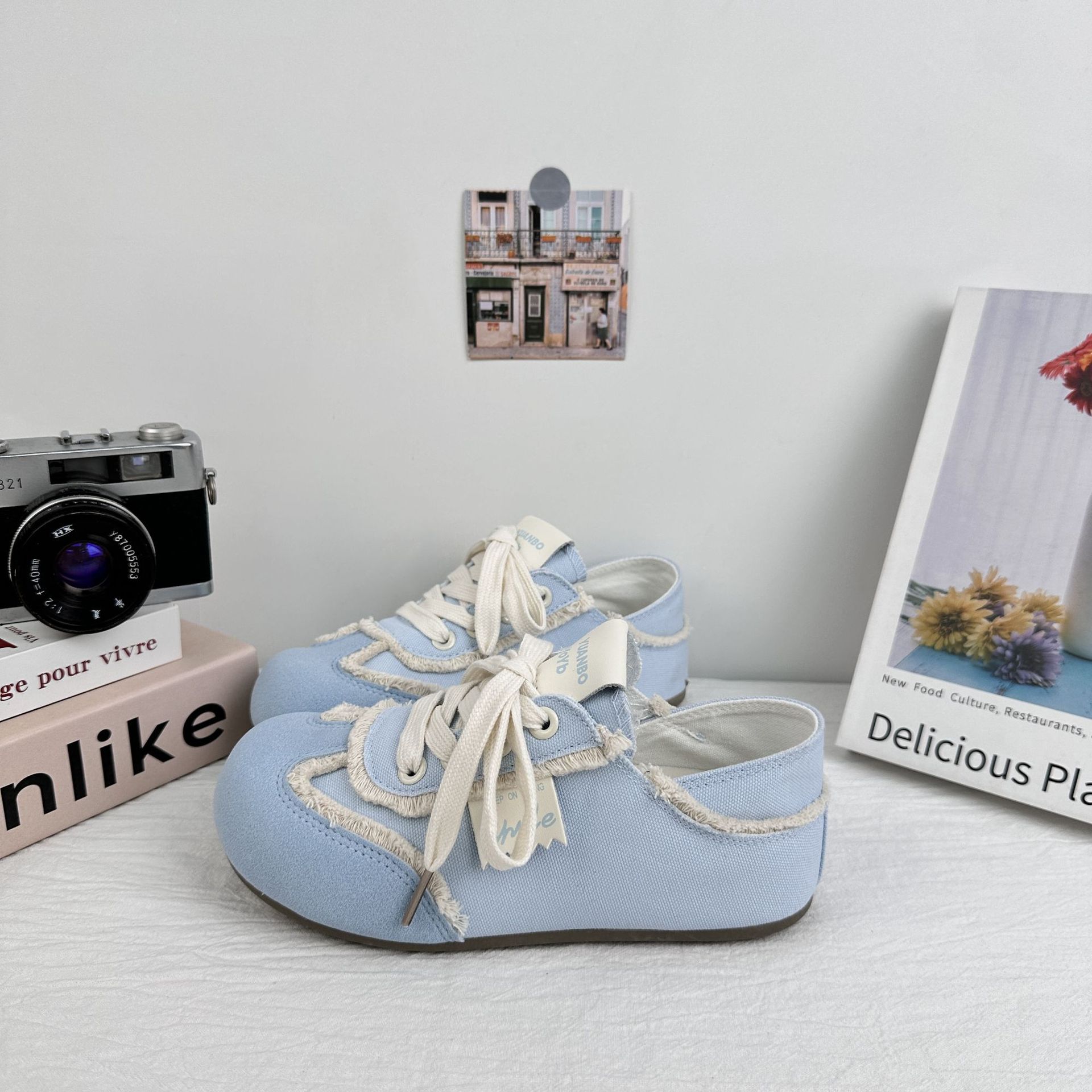 Yuanbo universal nicho zapatos de skate para mujeres 2025 nuevos zapatos de lona de verano un pedazo delgado dos zapatos para el cabello