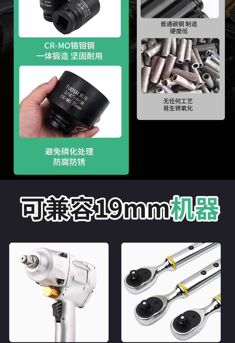 Головка ударная Tuoshi 3/4" 17мм