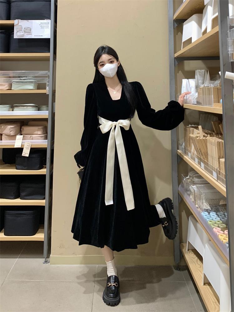 Black demi-season elegant dress