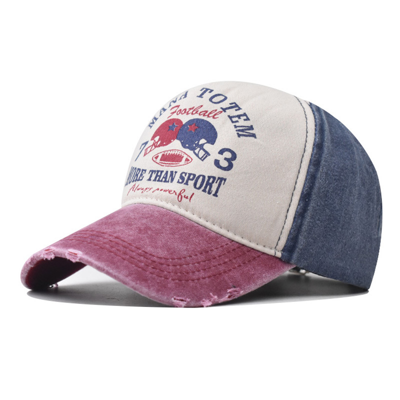 Comercio exterior nuevo Denim lavado apenada gorra de béisbol carta de impresión gorra de béisbol grande bordado hip hop sombrero casual cap