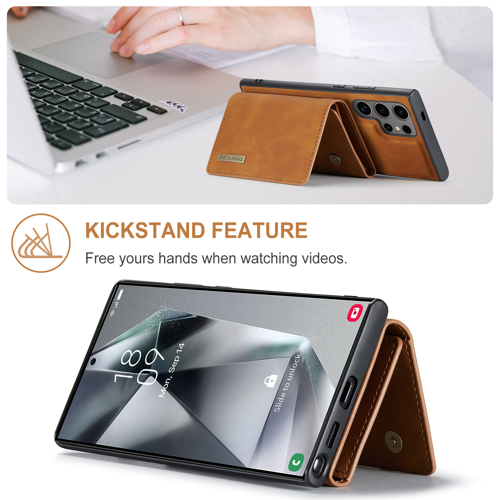 M1 für Samsung S24 Ultra Multifunktions-Geldbörsen-Schutzhülle S23 Ultra Magnetische geteilte Geldbörsen-Lederhülle_voghion.com