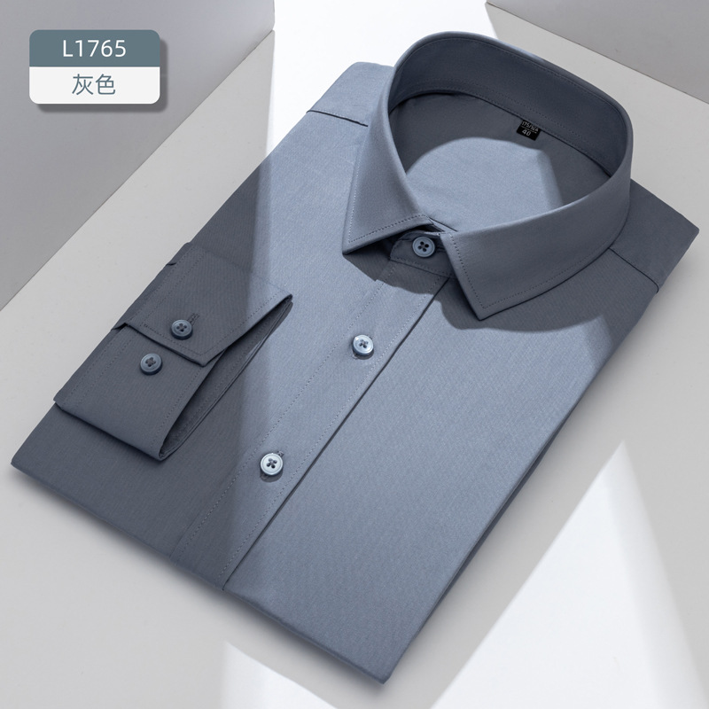 Camisas personalizadas de fibra de bambú para hombres, mangas largas anti-arrugas, herramientas profesionales, camisa blanca, logotipo bordado delgado, delgado