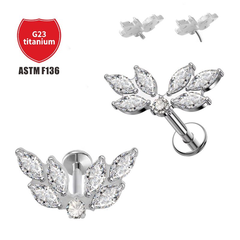 Pointed titanium steel lip stud product view