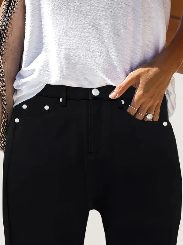 跨境弹力紧身牛仔裤高腰显瘦修身小脚裤提臀铅笔裤黑色JEANS|undefined