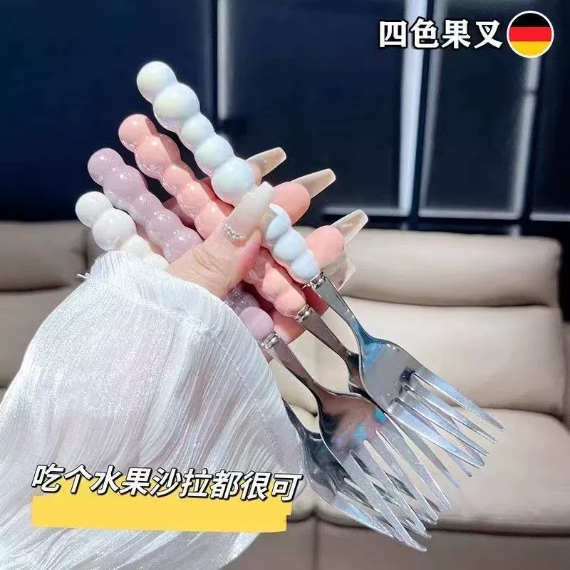 Высококачественный большой вилочный набор из нержавеющей стали, керамическая ручка для десертов